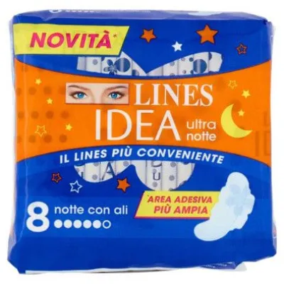 Lines Idea Ultra Notte Assorbenti con Ali Pz.8