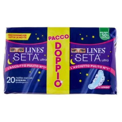 Lines Seta Ultra Notte Assorbenti con Ali Pz.20