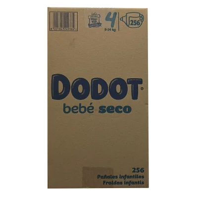 Dodot diapers 256 u. Bebé seco 9-14 kg. Size 4 + wipes 10 u. Aqua pure.