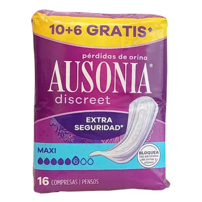 Ausonia sanitary 16 u. Discreet maxi extra.