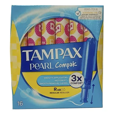 Tampax compak pearl 16 u. Regular.