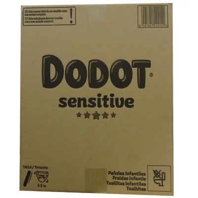Dodot diaper 276 u. 2-5 kg. Size 1. Sensitive + 4 x10 u. Aqua wipes.