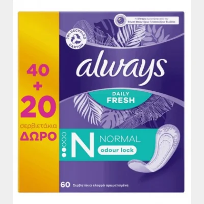 ALWAYS ΣΕΡΒΙΕΤΑΚΙΑ DAILY FRESH NORMAL 40+20