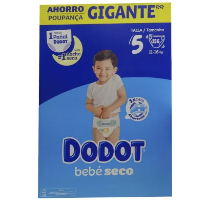 Dodot diaper 156 u. Bebé seco 11-16 kg. Size 5.