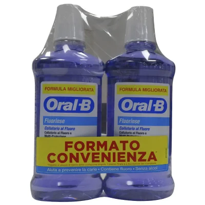 Oral B mouthwash 2X500 ml. Fluor without alcohol.