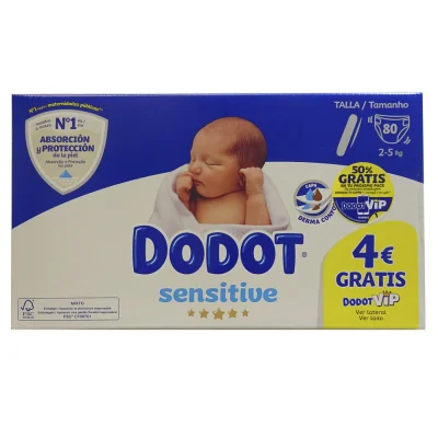 Dodot diaper 80 u. Sensitive 2-5 kg. Size 1.