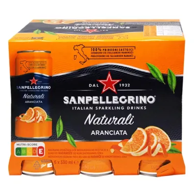 can SAN PELLEGRINO Italian Sparkling Drinks orange 6x330ml