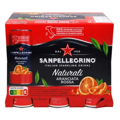 can SAN PELLEGRINO Italian Sparkling Drinks red orange 6x330ml