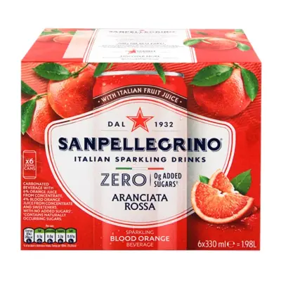 can SAN PELLEGRINO Italian Sparkling Drinks blood orange beverage zero added sugars 6x330ml