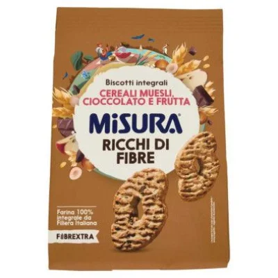 Misura Fibrextra Biscotti Muesli con Cereali, Cioccolato e Frutta Gr.230