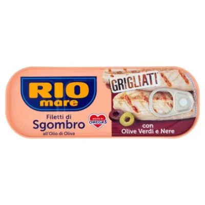 Rio Mare Filetti di Sgombro all'Olio di Oliva con Olive Verdi e Nere Grigliati Gr.120