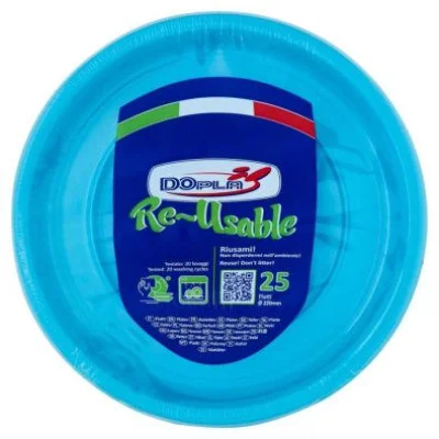 Dopla Piatti Piani Riutilizzabili Azzurri Pz.25