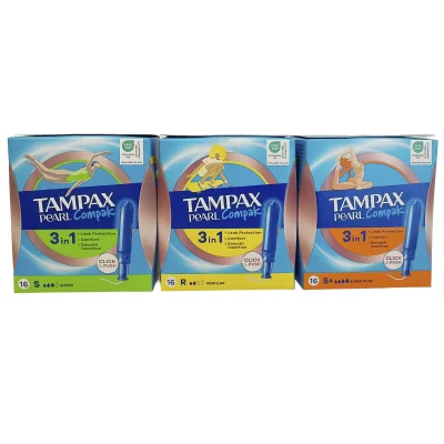 Tampax compak mixed box 20X16u. 3 in 1 Super Regular Super plus.