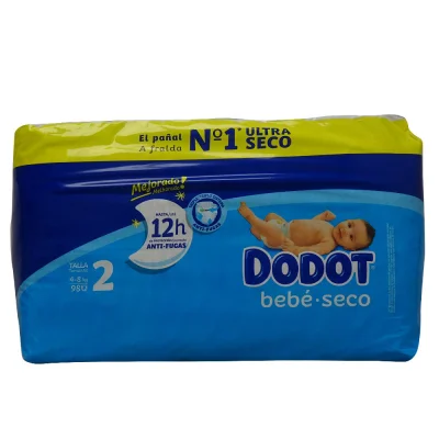 Dodot diaper 98 u. 4-8 kg. Size 2. Bebé seco.