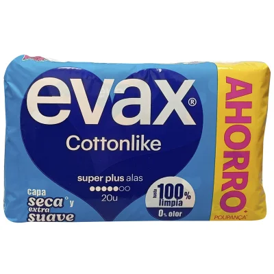 Evax sanitary 20 u. Cottonlike super plus with wings.