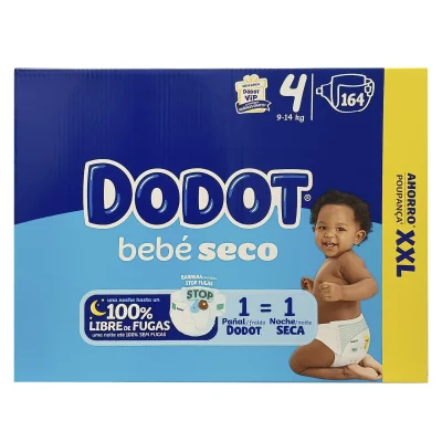 Dodot diapers 164 u. Bebé seco 9-14 kg. Size 4.