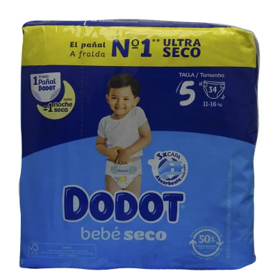 Dodot diaper 34 u. Bebé seco 11-16 kg. Size 5.