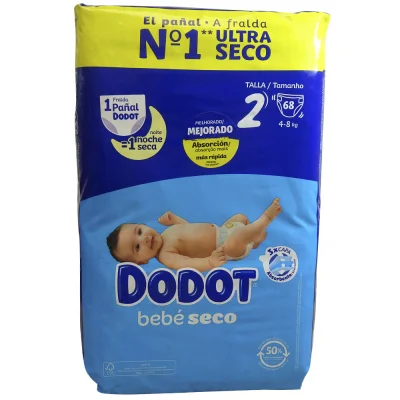 Dodot diaper 68 u. Bebé seco 4-8 kg. Size 2.