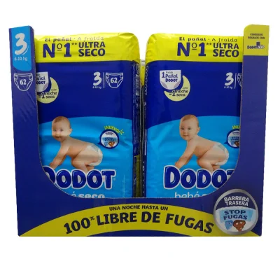 Dodot diaper 62 u. Bebé seco 6-10 kg. Size 3.