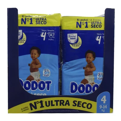 Dodot diaper 58 u. Bebé seco 9-14 kg. Size 4.
