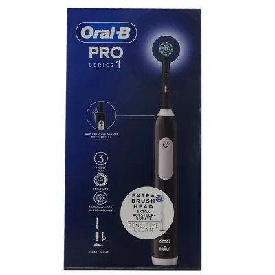 Oral B electric toothbrush 1 u. + 1 refill. Pro series 1 sensitive clean black.