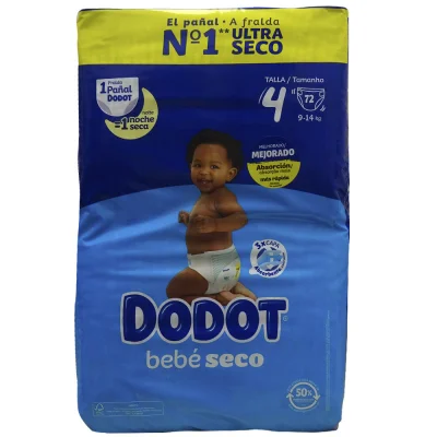 Dodot diaper 72 u. Bebé seco 9-14 kg. Size 4.