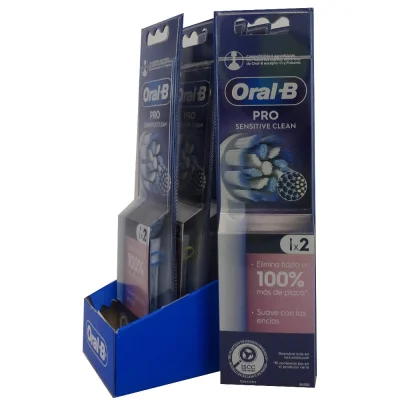 Oral B electric toothbrush refill 2u. Sensitive clean.