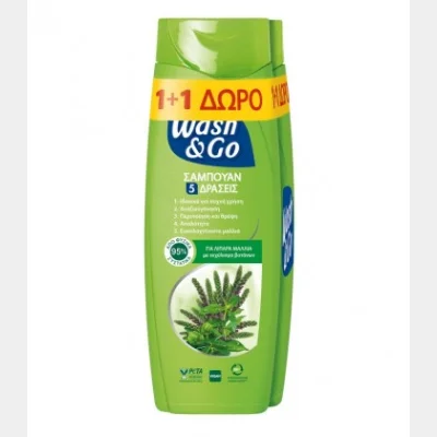 WASH & GO SHAMPOO HERBS OILY 2X360ml FREE