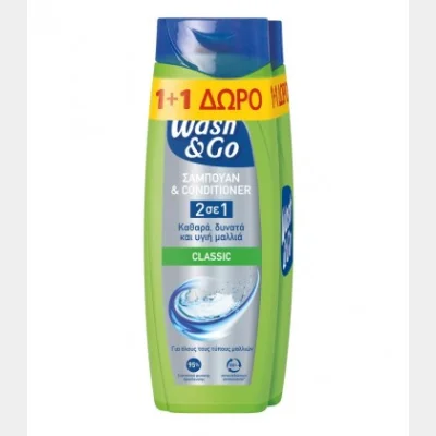 WASH & GO SHAMPOO CLASSIC 2IN1 2X360ml GIFT