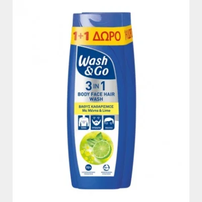 WASH & GO MEN BATH MINT&LIME 3ΣΕ1 2Χ360ml
