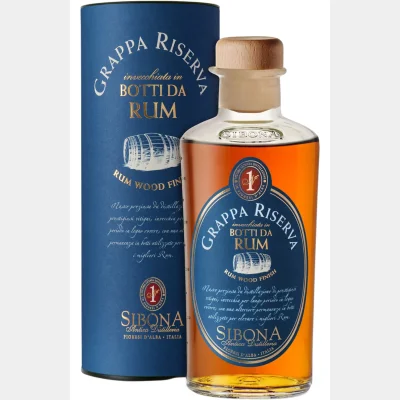 Sibona Grappa Riserva 'Rum Wood Finish' + GB 44% 50cl