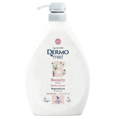 DERMOMED SHOWER GEL 1lt WITH PUMP BEAUTY WHITE FLOWER