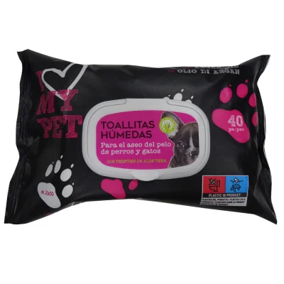 Wet wipes for dogs and cats hygiene 40 u. Aloe vera.