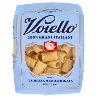 Voiello La Mezza Manica Rigata N°122 Pasta Trafilata al Bronzo di Grano Aureo 100% Italiano Gr.500