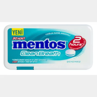 Mentos 2 Hours Clean Breath Plastic Dispenser Intensive Mint Candy  21 gr