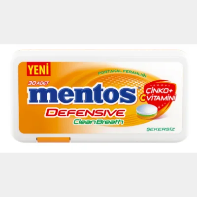 Mentos Defensive Clean Breath Vitamin C Plastic Dispenser Orange Candy  21 gr