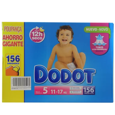 Dodot nappies 156 u. 11-17 kg. Giant 12 hours dry Size 5.