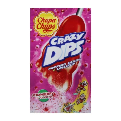 Chupa Chups Crazy Dips Popping Candy & Lollipop Strawberry 24x14g