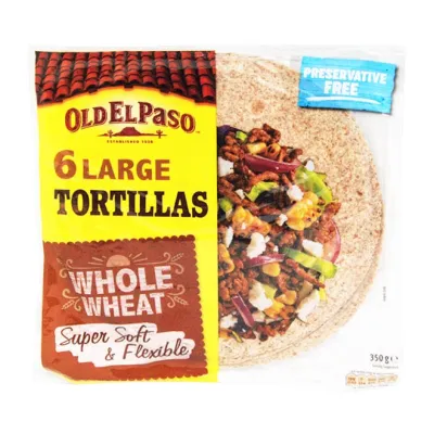 OLD EL PASO whole wheat tortillas large 350g 6pcs