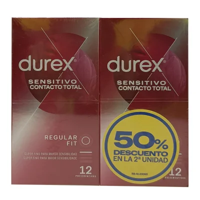 Durex condoms 2X12 u. Sensitive total contact.