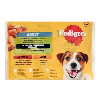 PEDIGREE DOG FOOD IN SAUCE IN POUCH 4x100gr. TURKEY & LAMP & BEEF & CARROT