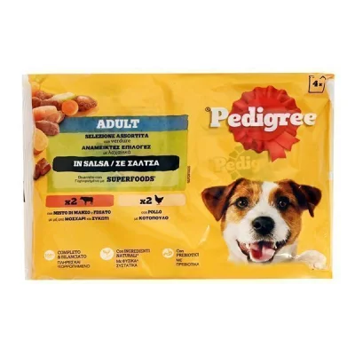 PEDIGREE DOG FOOD IN SAUCE IN POUCH 4x100gr. BEEF & LIVER & VEGETABLES