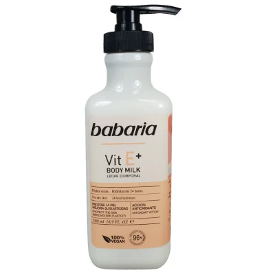 Babaria body milk 500 ml. Vitamin E.
