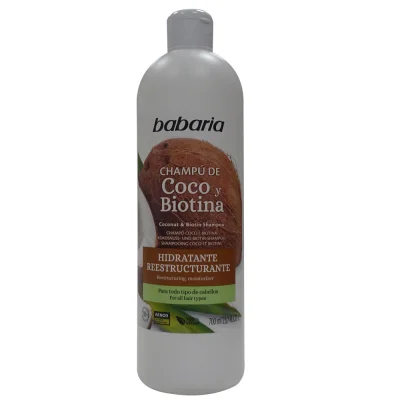 Babaria shampoo 700 ml. Coconut and biotin moisturizing and restructuring.