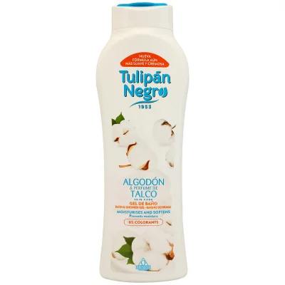Tulipán Negro shower gel 650 ml. Cotton and talc fragrance.