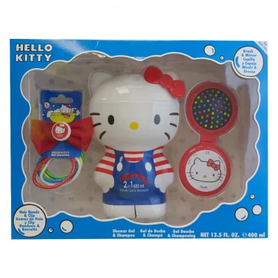 Hello Kitty gift set bath gel & shampoo 400 ml. + Hair bands + Brush & mirror.