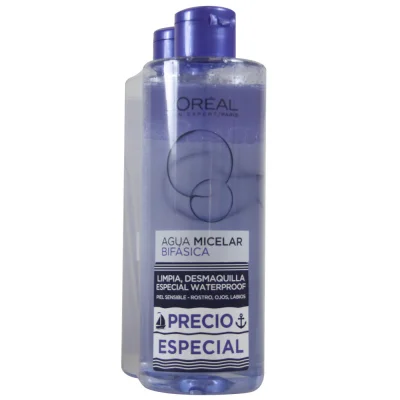 L'Oréal micelar water 2X400 ml. Biphasic sensitive skin.