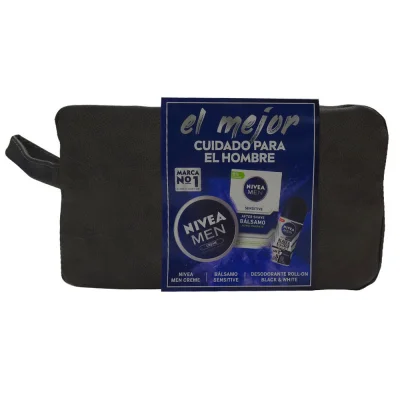 Nivea Men toiletry bag. Total care after shave 100 ml. + Creme 150 ml. Roll-on 50 ml.