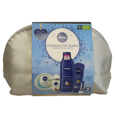 Nivea toiletry bag. Daily hydration. Body milk + moisturizer + hand cream + roll-on + liposan.