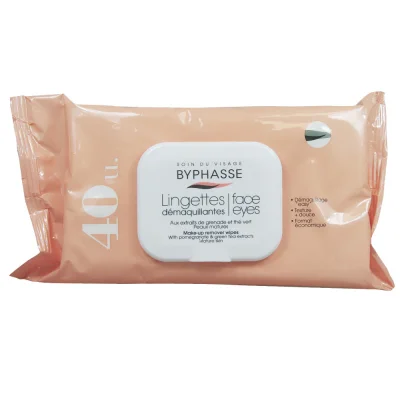 Byphasse remover cleansing wipes 40 u. Pomegranate extract and green tea mature skin.